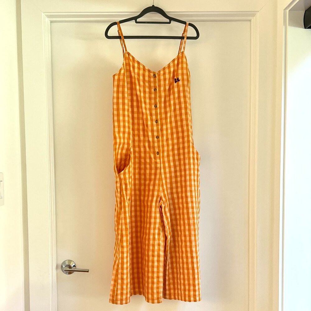 Bobo Choses Organic Cotton Jumpsuit - Orange Check
